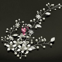 Tiara Ti029EE Argintie pentru mirese cu crystale si perle 